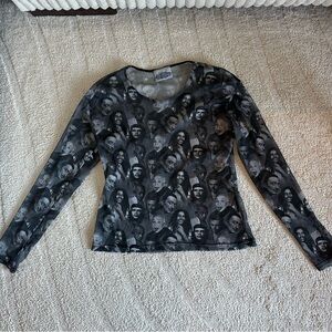 Yellowstone Jean Paul Gaultier Style Prominent People Mesh Long Sleeve Top